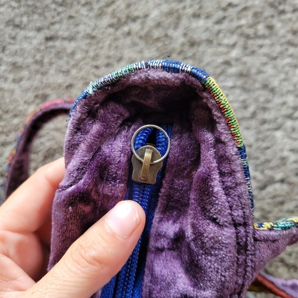 Laurel Burch Dog Patchwork Purse 2 Strap Tote Bag Red Blue Green Colorful Zipper - Picture 13 of 14